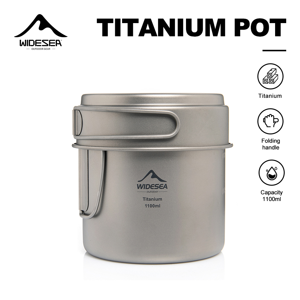 Outdoor Camping Kitchen Set - Widesea Ultralight Titanium Camping Pot 1100ml