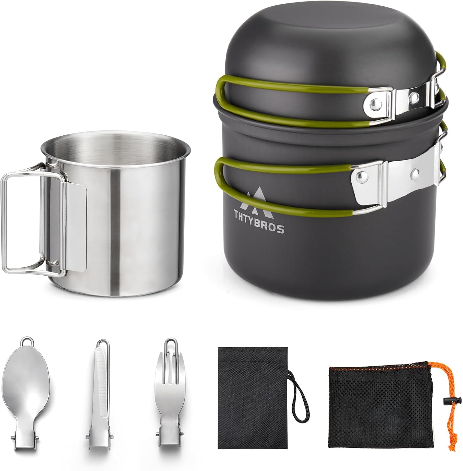 Outdoor Camping Solo - Camping Cookware Kit Backpacking, 0.33Gal Pots