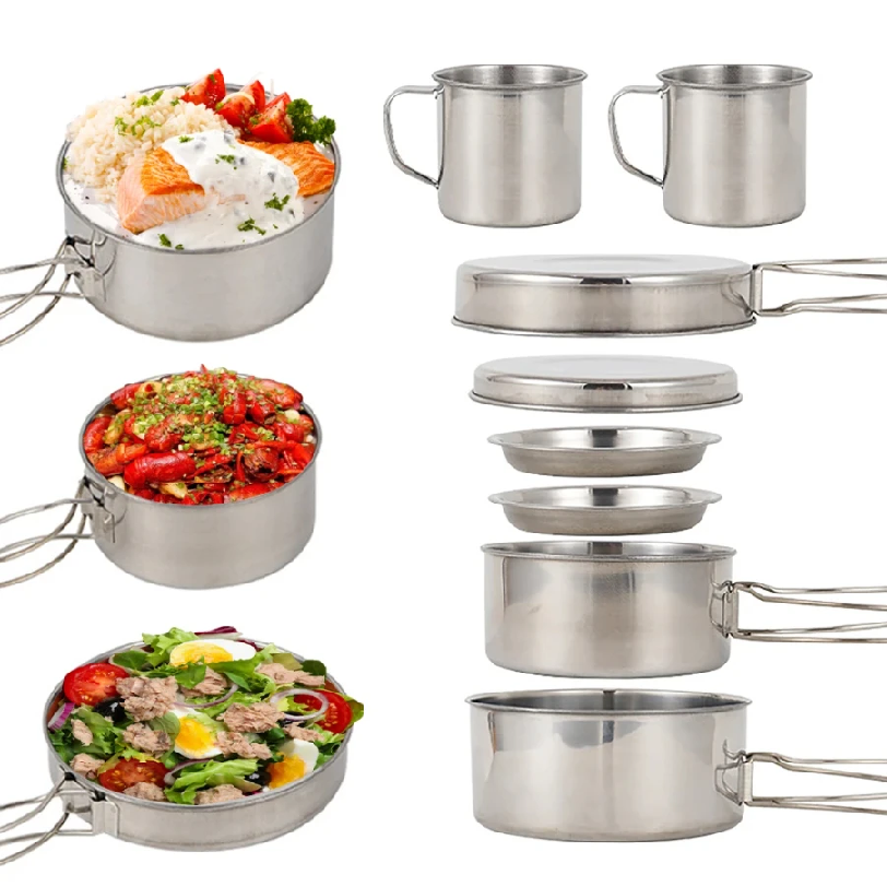 8pcs/Set Camping Cookware Mess - Outdoor Camping Kitchen Set ulasan dan harga