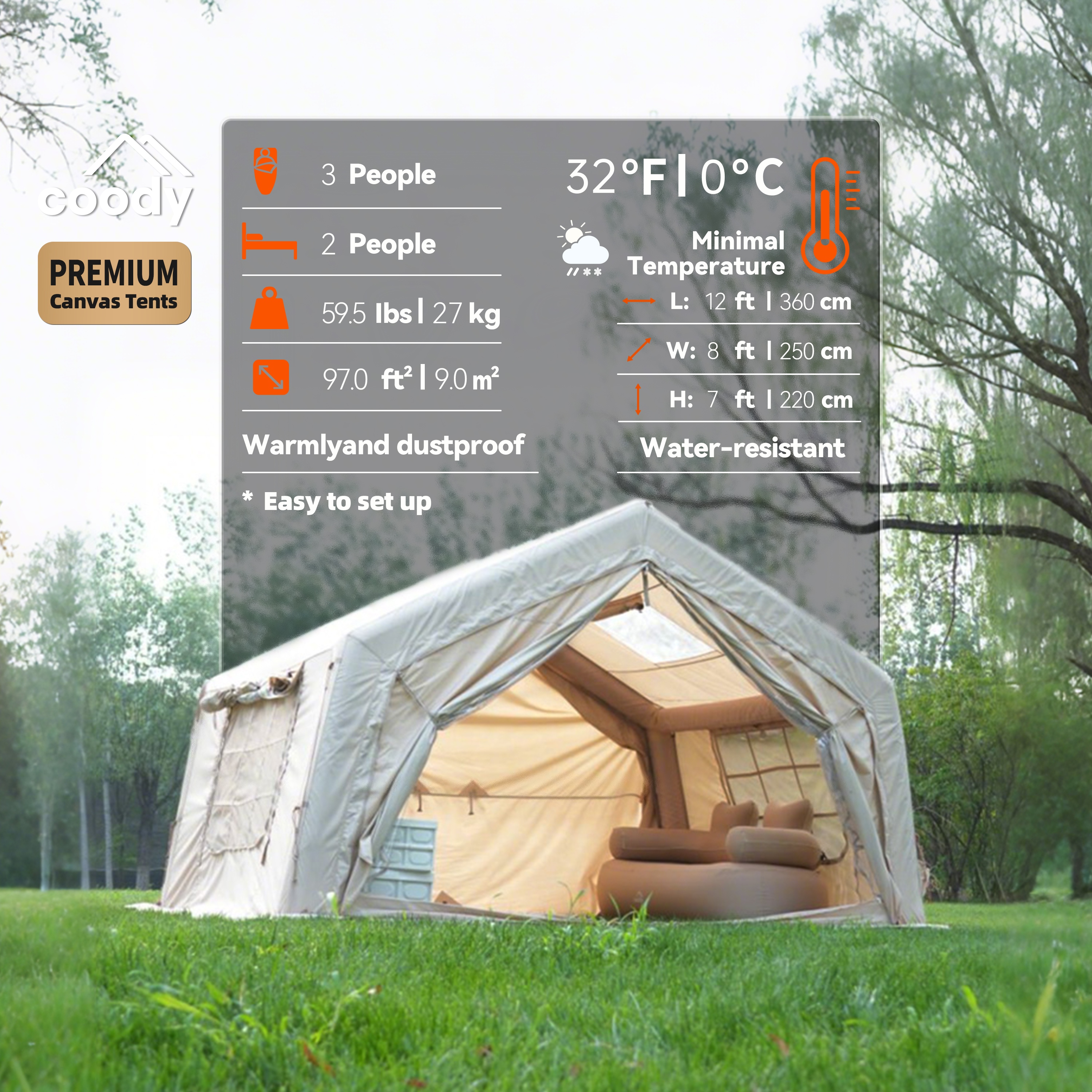 9.0 Air Tent-Beige Zelt Family - Camping Zelt Outdoor ulasan dan harga
