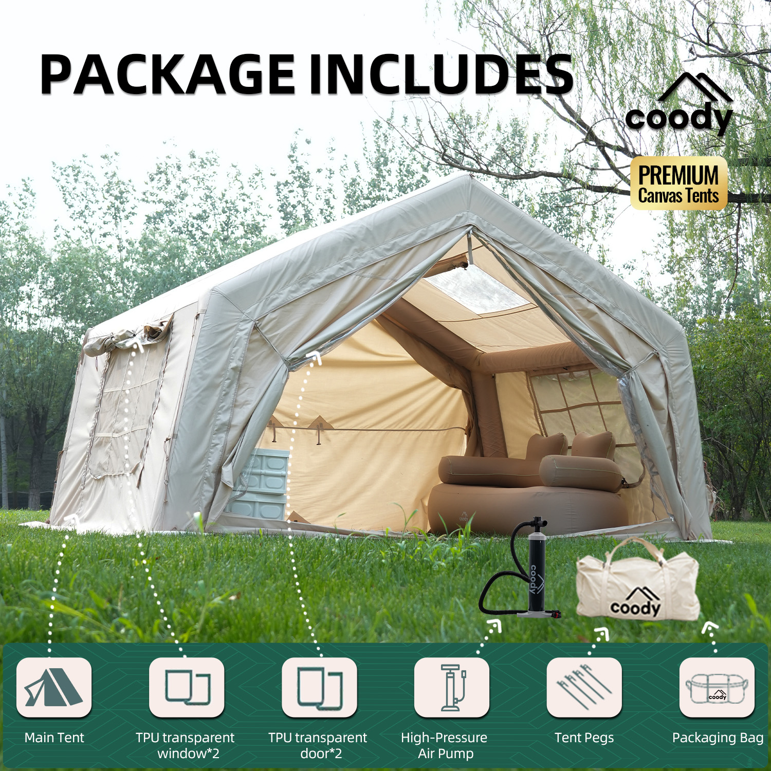 9.0 Air Tent-Beige Factory Dir - Camping Zelt Outdoor ulasan dan harga