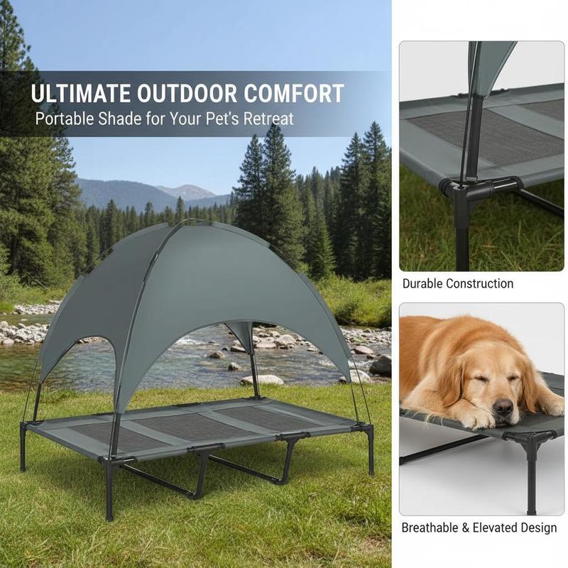 Elevated dog bed with canopy,  - Outdoor Camping Dog Bed ulasan dan harga