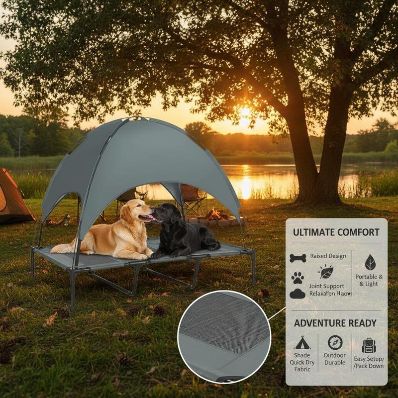 Elevated dog bed with canopy,  - Outdoor Camping Dog Bed ulasan dan harga