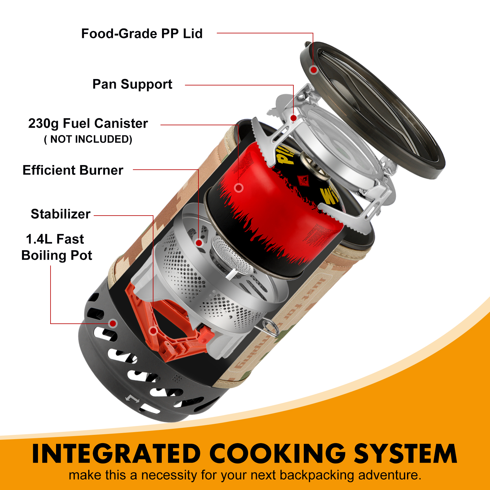 1.4L Portable Cooking System W - Outdoor Camping Gas Heater ulasan dan harga