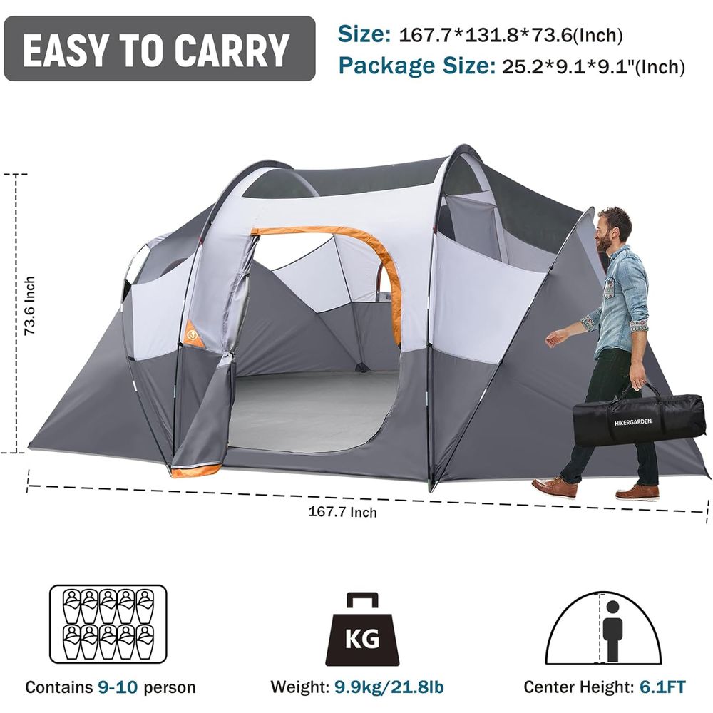 10-Person HikerGarden Tent - Q - Camping Tent ulasan dan harga