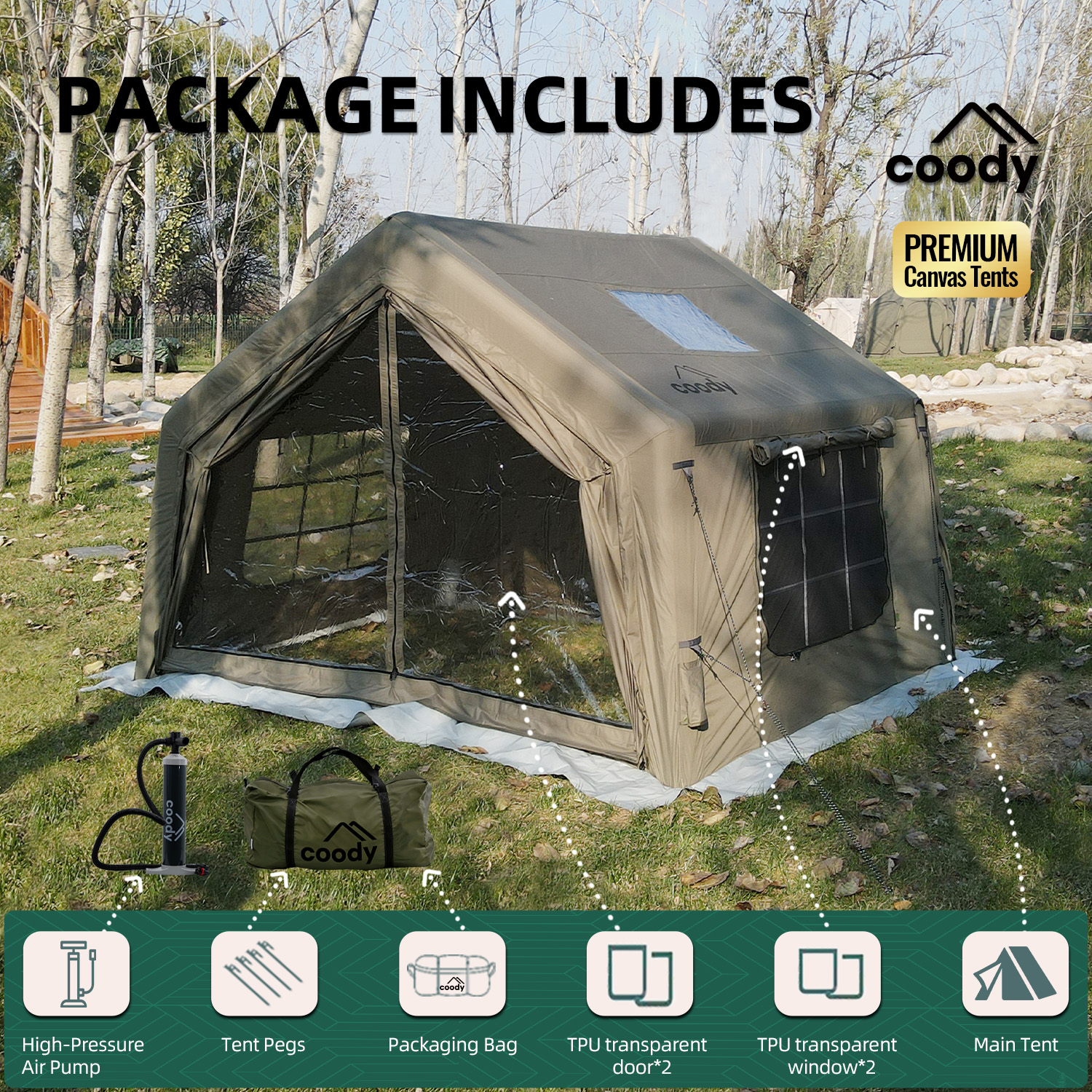 9.0 Air Tent-Army Green High Q - Camping Zelt Outdoor ulasan dan harga